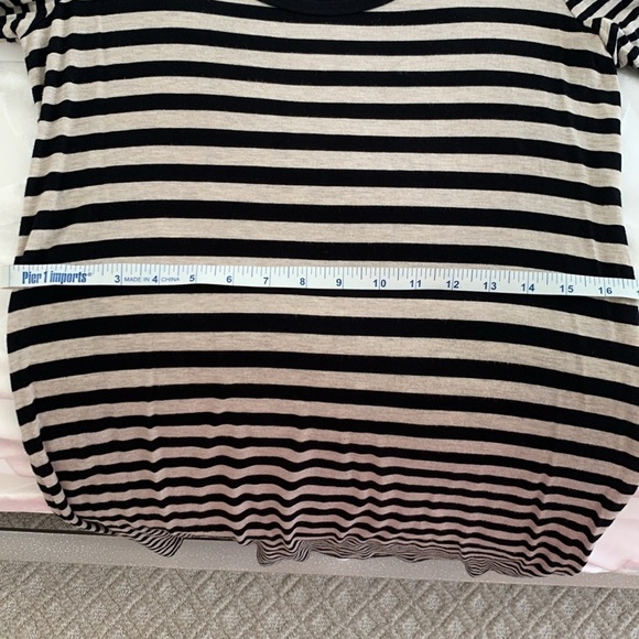 Calvin Klein Tan/Black Striped V-Neck 3/4 Sleeves  T-Shirt Dress. Size 6 - Picture 8 of 9